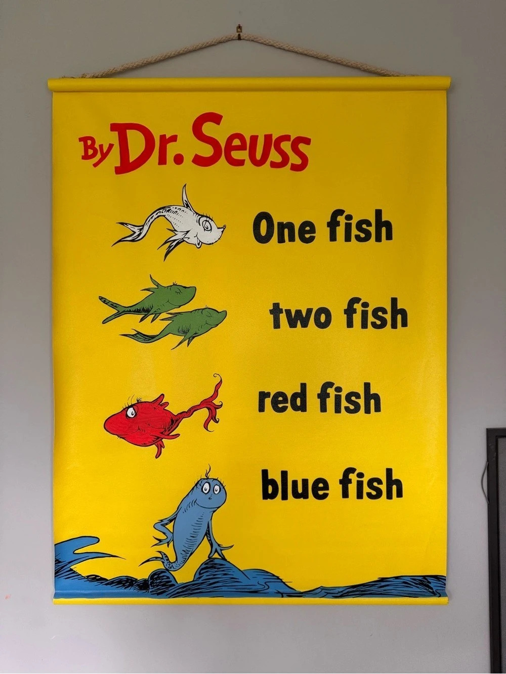 PBK Dr. Seuss One Fish Two Fish Red Fish Blue Fish Wall Tapestry Yellow